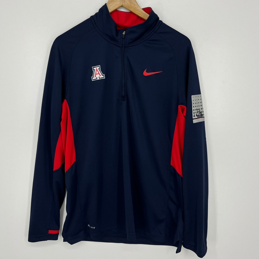Nike Elite Arizona Wildcats Dri-FIT Quarter Zip Pullover Navy Blue Mens Large